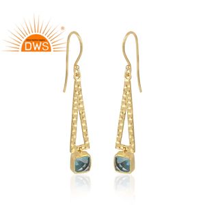 Dernière conception faite à la main 18K plaqué or Hydro Blue Topaz boucle d'oreille fabricant de bijoux de mode - Product Image 2