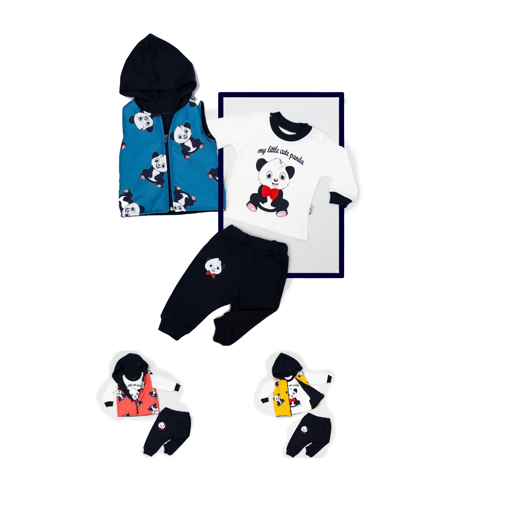 Горячая распродажа! Панды комплект из 3 предметов, одежда для маленьких мальчиков; Комплект одежды с надувной жилет из мультфильмов, Весенняя мягкая одежда из хлопка для малышей, с помощью necix бренд