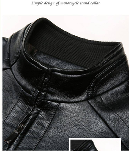 Chaqueta de cuero para hombre, estilo empresarial, con cuello alto y cremallera, informal, novedad de otoño, prenda exterior para caballero que no necesita planchado - Product Image 5