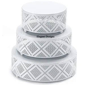 Soporte decorativo para tartas de diseño antiguo, alta calidad, venta al por mayor, elegante, recubierto de polvo blanco, soporte para tartas hecho a mano - Product Image 1