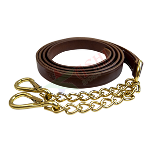 Laisses de cheval en cuir véritable de haute qualité avec chaîne, prix de gros, corde de plomb de cheval avec chaîne, corde de plomb de cheval personnalisée avec chaîne - Product Image 2
