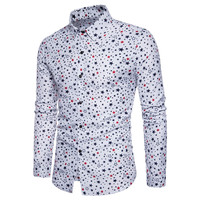 Chemise habillée boutonnée pour homme, coupe classique, manches longues, popeline 100 % coton, écologique, infroissable, imprimé 3D, plage, randonnée