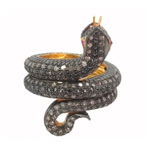 925 стерлингового серебра проложить со стразами в форме животных Змея кольцо чистого серебра с бриллиантом Рубин глаза кольцо змея ювелирные изделия оптовая продажа