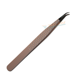 Pinzas para extensión de pestañas, pinzas con recubrimiento de polvo rosa, 4mm, Luna curvada, Punta ultrafina, perfecta para aislar y recoger pestañas - Product Image 1