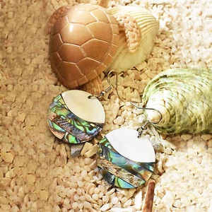 مجوهرات أنيقة مصنوعة يدويًا تصاميم قرط قلب بيضاوية مستديرة من Abalone و - Product Image 5