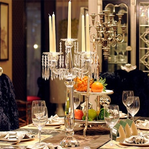 Chandelier en cristal fait à la main, 1 pièce, haut, en cristal, pour mariage, porte-bougie avec cristaux suspendus - Product Image 3