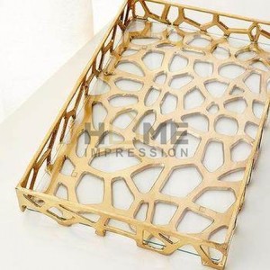 New Stylish <b>Metal</b> Aluminium Casted Gold Luxury Round Tray and <b>Bowl</b> Wedding Decoration <b>Bowl</b> for Home Usage in Cheapest Price - Product Image 2