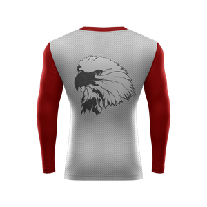 Men <b>Long</b> <b>Sleeve</b> Rash Guard <b>Red</b> White Color Blocked Quick Dry Swim Shirt Adult Sport <b>Top</b> - Product Image 3