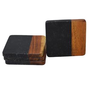 Posavasos De Mármol Con Madera En Forma Cuadrada Para Sus Bebidas Vino Y Vasos De Bar Con Venta - Product Image 3