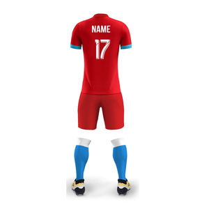 ชุดยูนิฟอร์มฟุตบอลคอวีผ้าโพลีเอสเตอร์ของผู้ชายมีสไตล์ชุดอุปกรณ์เทคนิคการตัดแบบอัตโนมัติ - Product Image 2