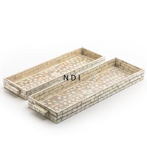 Offre Spéciale Haute Vente Traiteur Aliments d'Occasion Petit Déjeuner Collations Plateaux De Service Incrustation Osseuse Designer Plateau De Service En Bois De Qualité Durable - Product Image 1