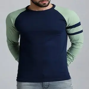 Men 100% Cotton Round Collar Custom Logo design langarm leere t hemd, Tee hemd hersteller Bangladesh.