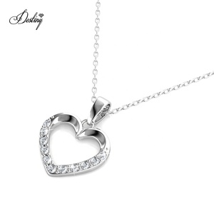 Collana Daisini con Ciondolo a Cuore Piccolo, Decorata con Cristalli <span class=keywords><strong>Swarovski</strong></span>, Gioiello Ipoallergenico per <span class=keywords><strong>Donne</strong></span> - Product Image 6