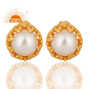 Nouvelle boucle d'oreille plaquée or pour femmes perle pierre précieuse boucle d'oreille indienne mode bijoux Collection classique - Product Image 2