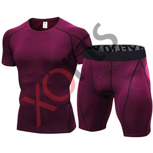 Conjunto de gimnasio para hombre, camiseta de compresión, pantalones cortos, ropa de Fitness - Product Image 1