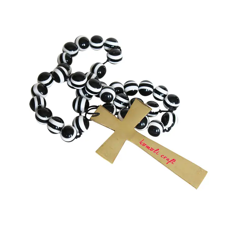 Hand gefertigter katholischer Mini-Rosenkranz aus massivem Messing mit Designer-Harz perle