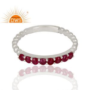 แหวนพลอยทับทิมธรรมชาติสีเงินสเตอร์ลิง925เป็นของขวัญสำหรับผู้หญิง - Product Image 2