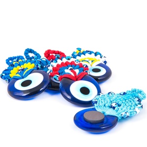 Paon En Macramé Fait Main Verre Mauvais Œil Aimant de Réfrigérateur - Product Image 1