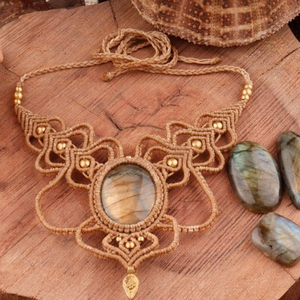 Collar Bohemio de Macramé con Ónix Facetado Hecho a Mano / Joyería Boho / Collar Étnico Chic - Product Image 1