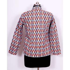 Chaqueta Acolchada Estampada a Mano para Mujer, Chaqueta Bohemia de Algodón con Abrigos Reversibles para Mujer, Estilo Vintage - Product Image 3