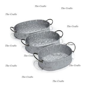 Ensemble de trois plateaux de service de tailles différentes en couleur gris galvanisé, qualité supérieure, vaisselle de cuisine de restaurant - Product Image 2