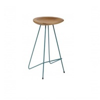 Tabouret de bar industriel moderne de haute qualité, robuste et confortable, avec plateau en bois et base en fer, couleur personnalisable pour hôtels et écoles