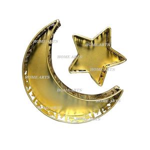 ถาดขนมช็อคโกแลตรูปดวงจันทร์และดาวถาดเสิร์ฟขนมวันสีทองทำจากโลหะ - Product Image 1