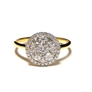 Wholesale Jewellery Stylish 18k Solid Yellow Gold Natural Diamond Cluster Classic Pave Setting Engagement Wedding Party Ring - Product Image 1