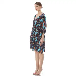 맞춤 디자인 디지털 인쇄 캐주얼 비치 커버 업 카디건 기모노 카프탄 가운 드레스