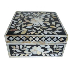 Boîte à bijoux à incrustation en résine, Logo personnalisé imprimé, rectangulaire, décorative, blanc et bleu, boîte de rangement par les accessoires de maison, axial - Product Image 5