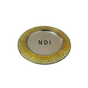 Aperitivos redondeados y servicio de frutas Catering usado para bodas y fiestas de Navidad Diseño de mosaico de acero inoxidable Placa de cargador - Product Image 1