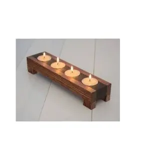 Candelabro de pilar de madera Natural personalizado, soporte de vela decorativo para el hogar, luz de té, disponible al mejor precio