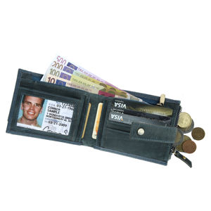 Leo Torresi Unique Cowhide Cow/Buff Genuine Hunter Leather RFID Wallet with Card Holder for Men-Green - Product Image 3