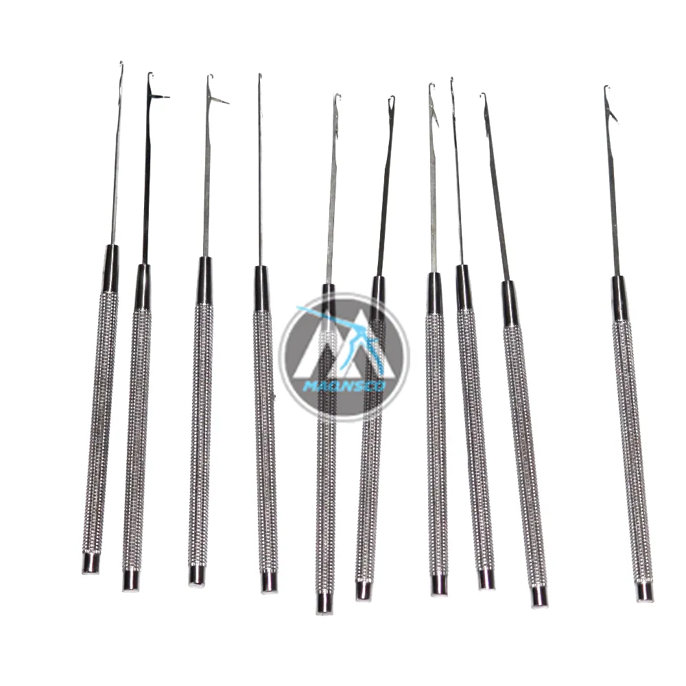 Professional hair extension puling needles set of 10 pcs with grooved handle 6inches long pulling needle