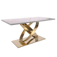 Table de salle à manger rectangulaire 6 places en acier inoxydable doré de haute qualité pour hôtels et foyers, idéale pour atelier et entrée