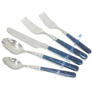 Juego de cubiertos de diseñador de acero inoxidable 18/10 de Venta caliente con cubiertos de mango de resina de tortuga azul oscuro - Product Image 1