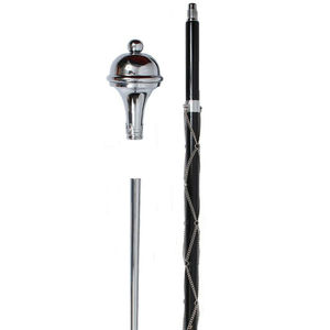 Drum Major Mace Plain Chrome Ball <b>Head</b> Ball top <b>Black</b> Shaft Chrome chain - Product Image 1