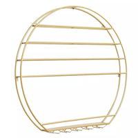 Étagère murale horizontale à 5 niveaux, design américain classique doré, pré-assemblée, à dos fixe, pour salon, écologique, à poser au sol, pour supermarché