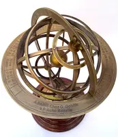 Globo armillario de latón para escritorio, Base de madera, latón antiguo, esfera Armillaria grabada, Astrolabe, náutico, coleccionable