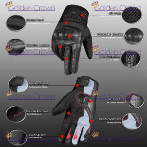 Guantes AirMesh y piel de cabra para motocicleta para hombre, guantes de cuero con pantalla táctil para motorista Cruiser Street Riding - Product Image 4