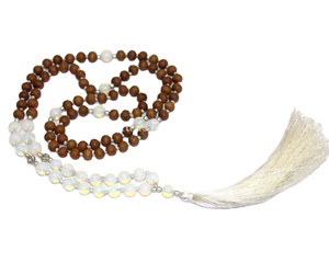 สร้อยคอลูกปัดหินสีน้ำเงินทำจากไม้จันทน์,สร้อยคอร้อยลูกปัดทำมือสำหรับศิลปินอินเดีย - Product Image 2