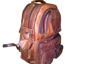 Mochila hecha a mano de cuero auténtico Vintage personalizada, tipo de viaje escolar, mochila de hombro para oficina de negocios, bolsa para uso diario - Product Image 2