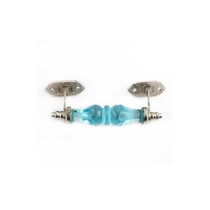 Tirador de puerta de armario de cocina tradicional de cristal azul claro hecho a mano de primera calidad con diseño de puente para cajón, venta al por mayor - Product Image 2