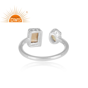 Citrine Ethiopian Opal Multi Gemstone Open Ring Jewelry Manufacturer <b>Solid</b> Sterling <b>Silver</b> Jewelry Supplier - Product Image 4