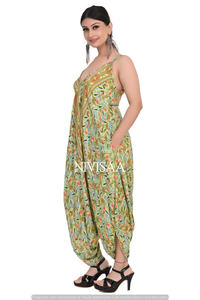 Combinaison d'été pour femmes, imprimé en soie et viscose, style bohème, pantalon ample, combinaison de plage pour femmes - Product Image 4