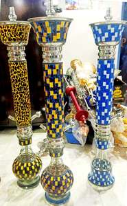 Chicha miniature artisanale de luxe en laque nacre et acier inoxydable avec motif coquillage coloré, style égyptien - Product Image 4