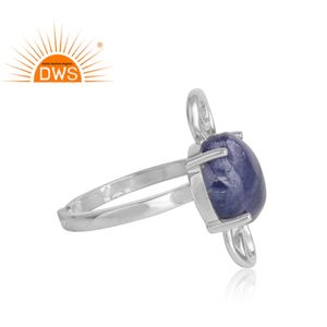 Bagues en pierre précieuse zanite pour filles, 925mm, fournisseur de bijoux, en Rhodium blanc, argent, vente en gros - Product Image 2
