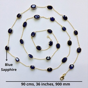 Collier à longue chaîne en saphir bleu à la mode en argent sterling 925 plaqué or à bas quantité minimale de commande fournisseur de bijoux - Product Image 4