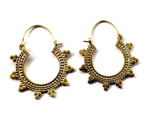 Boucles d'oreilles en laiton et métal, de forme géométrique, semi-rondes, pour femmes - Product Image 1