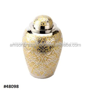 Urnas de cremación decorativas para el hogar para cenizas Metal Latón Tallado a mano Cenizas humanas Urna de cremación y urna de recuerdo Token - Product Image 5